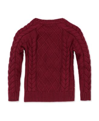 Baby Boys Organic Long Sleeve Raglan Fisherman Cable Sweater