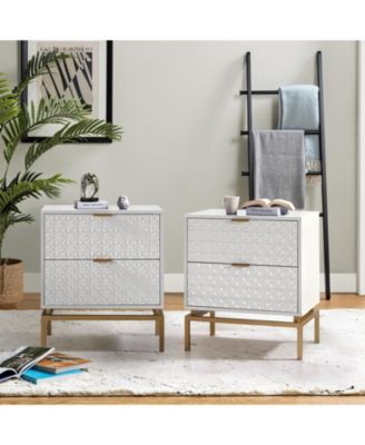 Mid-century Volkard 25'' Tall 2-Drawer End Table with a Metal Base