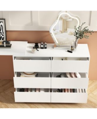 1Pc MDF 6-Drawer, Rotatable Desktop L-Shaped Chest of Drawers