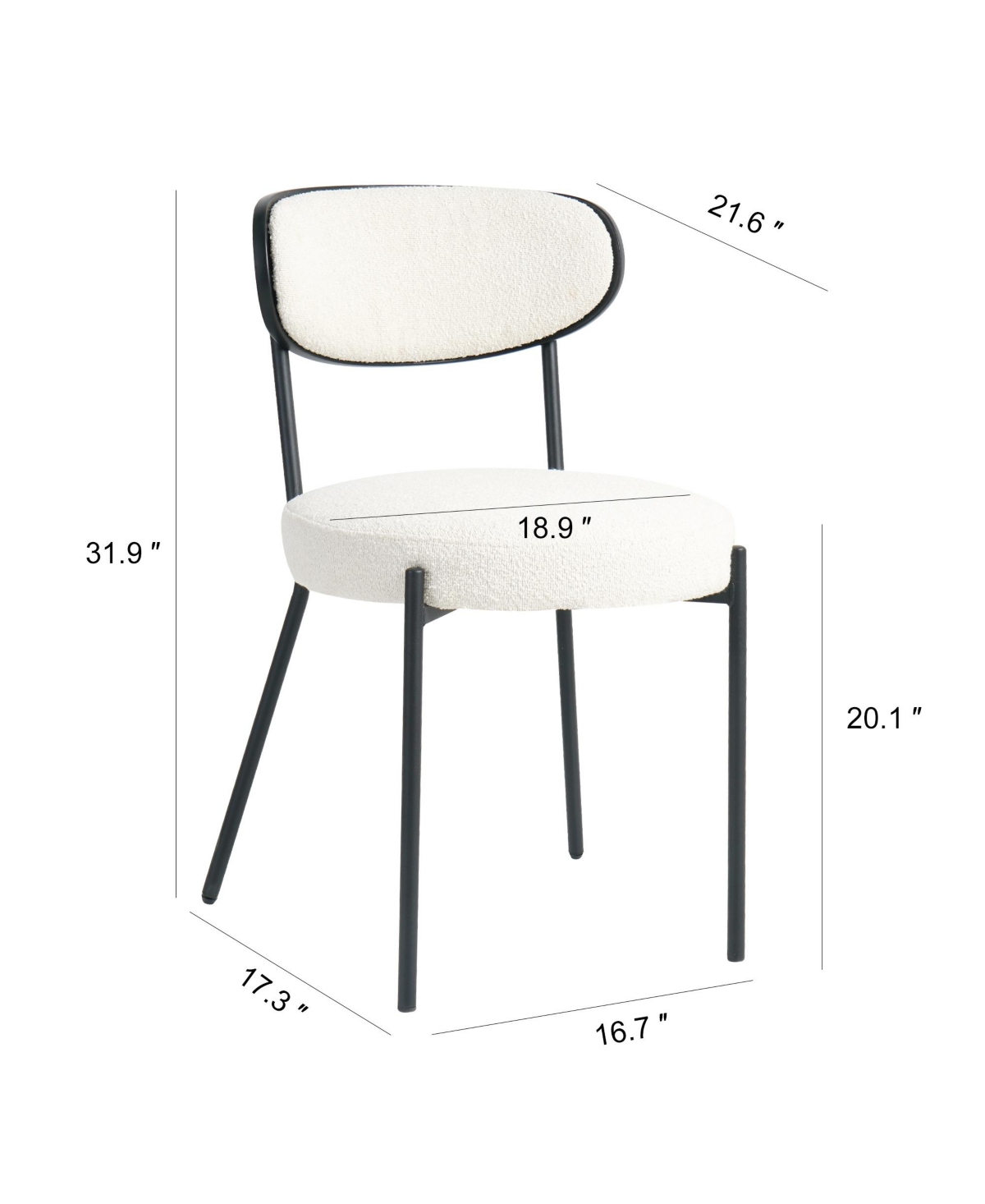 Slickblue Set of 2 Modern Kitchen Dining Chairs  Bentwood with Ash Veneer Back, Metal Black Powder-Coated Legs