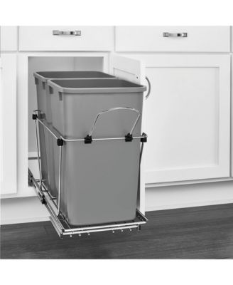 Double Pullout Trash Can 27 qt. for Kitchen, Silver, RV-15KD-17C S
