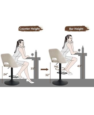 2-Pc. Fabric 360° Swivel Adjustable Barstools