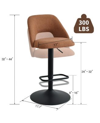 2-Pc. Fabric 360° Swivel Adjustable Barstools