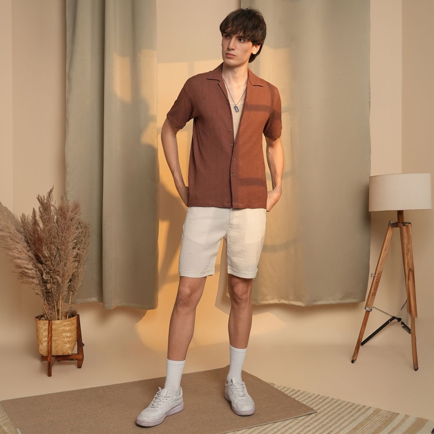 Мужская рубашка Cahoot Campus Sutra Chocolate Brown Micro Zig-Zag, цвет: Коричневый — фото 4