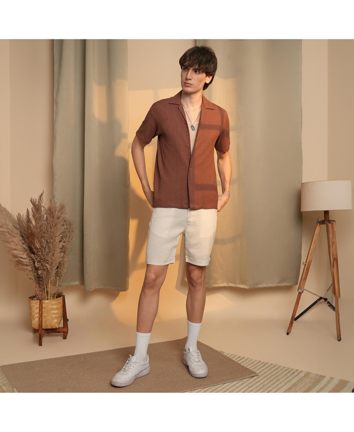 Campus Sutra Men's ChocolateMicro Zig-Zag Shirt - Brown