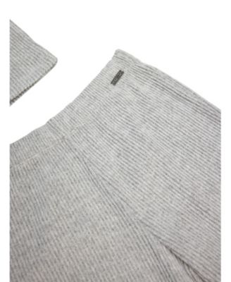 Toddler Girls Embellished Daisy Ribbed Top and Wide Leg Pants 2 Piece Lounge Set and Headband