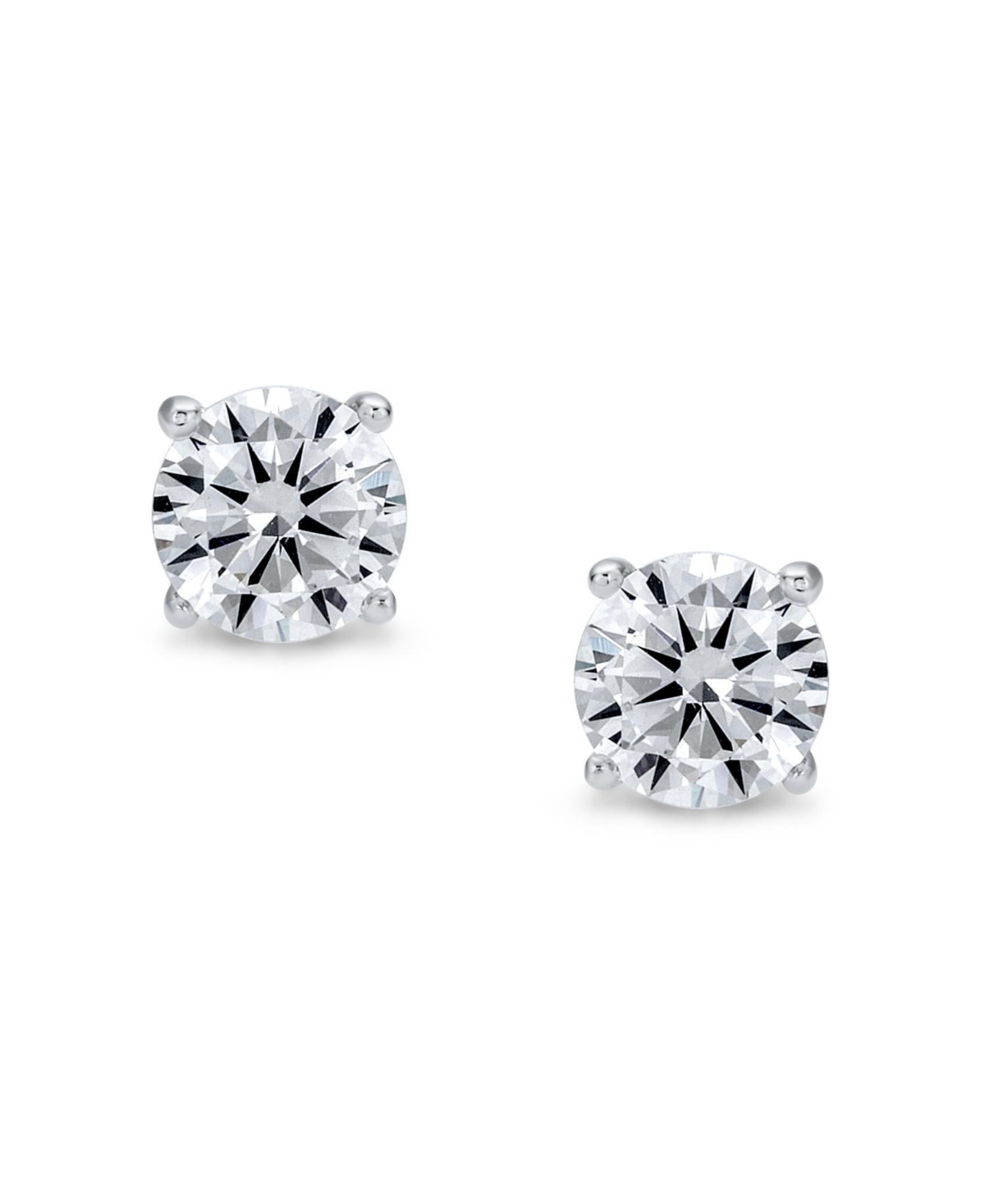 Bling Jewelry Round Solitaire Stud Earrings Unisex 4 Prong .925 Sterling6MM - Silver