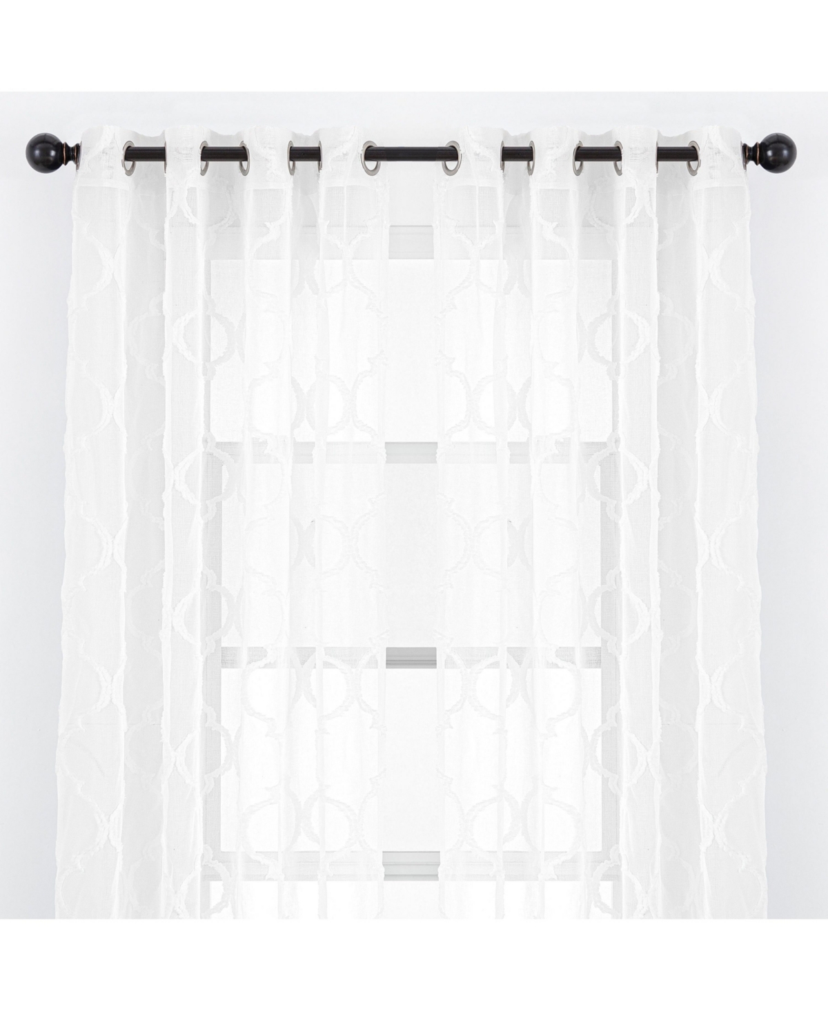 Premium 2-Panel Faux Linen Shimmer Textured Sheer Curtain Panels - for Windows Living Room Bedroom Office - Translucent Window Drapes for Hom
