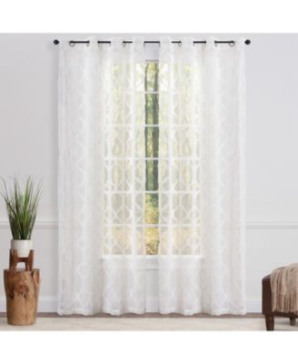 Premium 2-Panel Faux Linen Shimmer Textured Sheer Curtain Panels - for Windows Living Room Bedroom Office - Translucent Window Drapes for Home- 52 x 63 Inches Long - Taupe