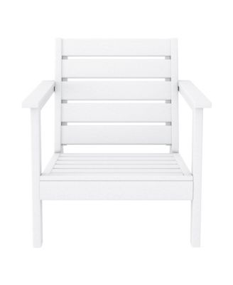 Outdoor Modern HDPE Patio White Club Chair with Deep Seat Cushions