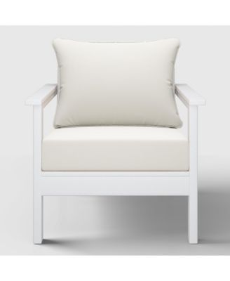 Outdoor Modern HDPE Patio White Club Chair with Deep Seat Cushions