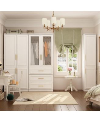 8-Door Big Armoires with Hanging Rods, Drawers, Shelves