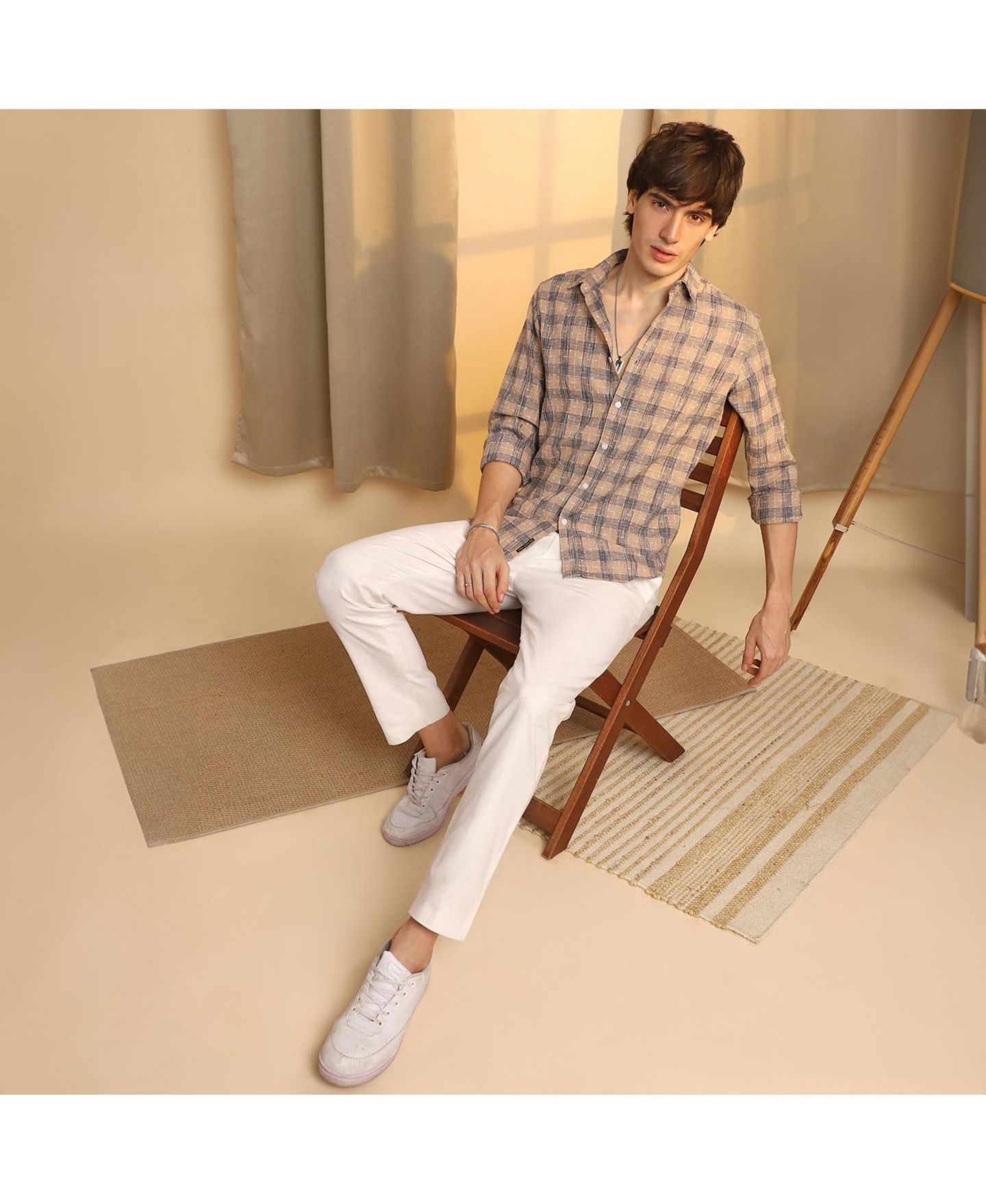 Мужская рубашка Cahoot Saltbox Beige Heathered-Buffalo Check, цвет: Коричневый — фото 7