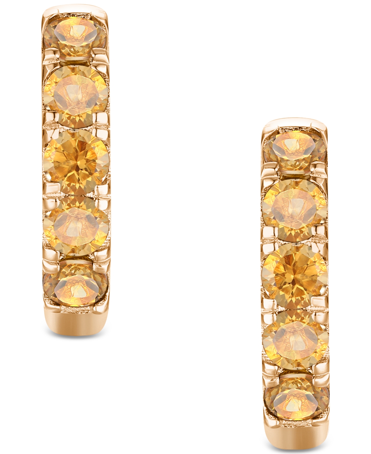 Macy's Lab Grown Ruby Five Stone Small Hoop Earrings (5/8 Ct. T.w.) In 10k Gold, 0.5" (also Available In Ci In Citrine