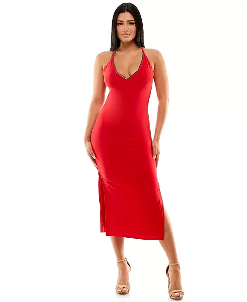 women's gold bar detail dress