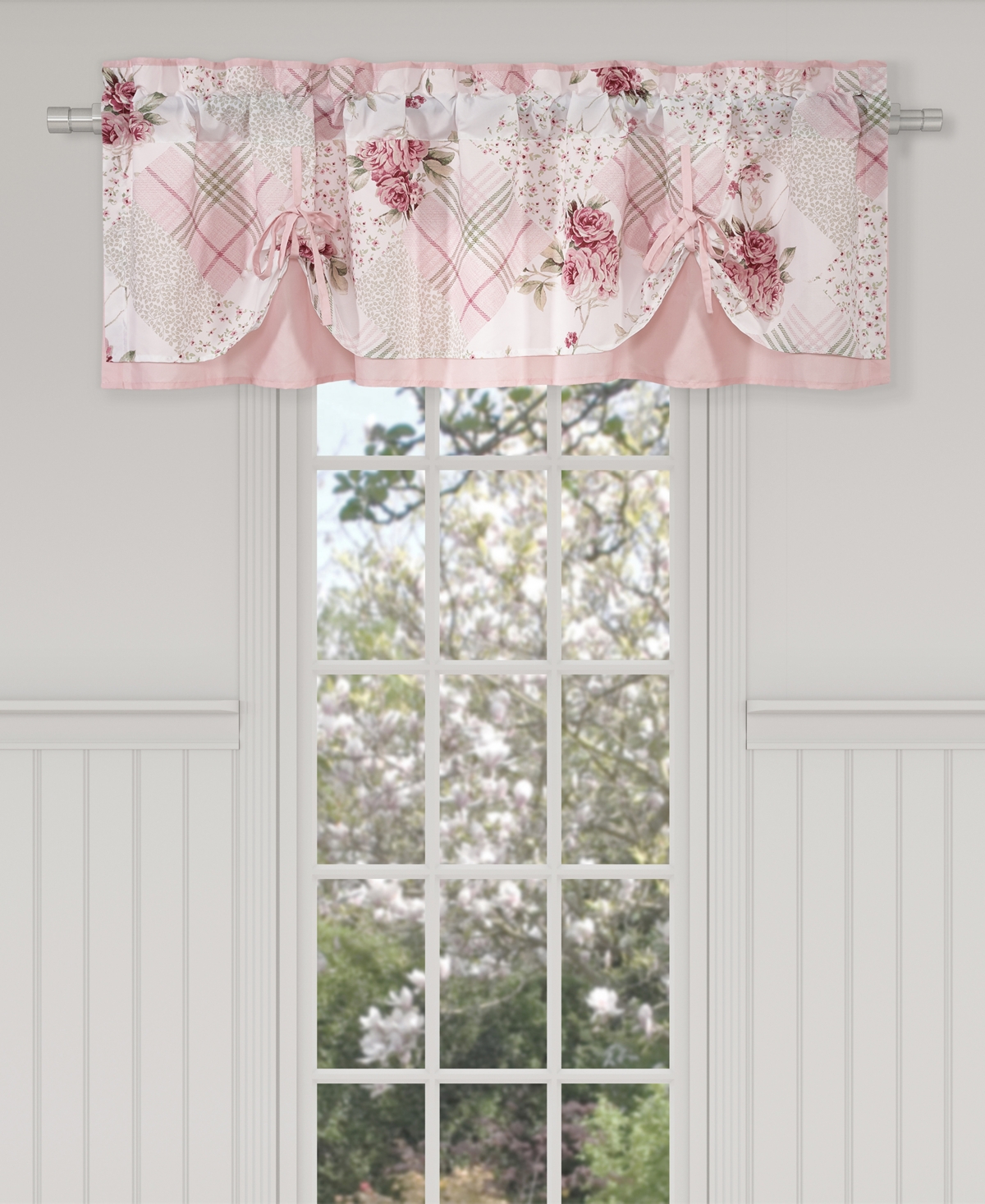 Bungalow Tie-Up Window Valance, 18" x 72" - Rose