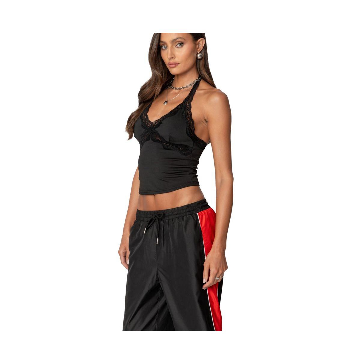 Edikted Women's Cindi Lace Trim Halter Top