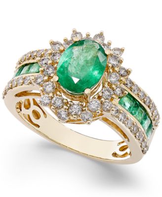 Macy's - Sapphire (2-1/5 ct. t.w.) and Diamond (3/4 ct. t.w.) Ring in 14k Gold