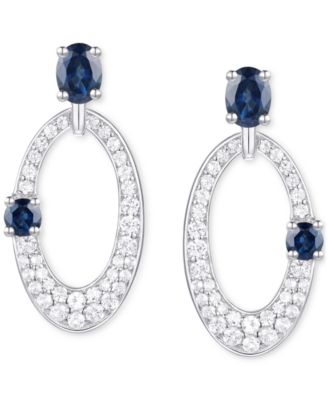 Ruby (5/8 ct. t.w.) & Diamond (1/3 ct. t.w.) Oval Doorknocker Drop Earrings in 14k Gold (Also available in Emerald & Sapphire)