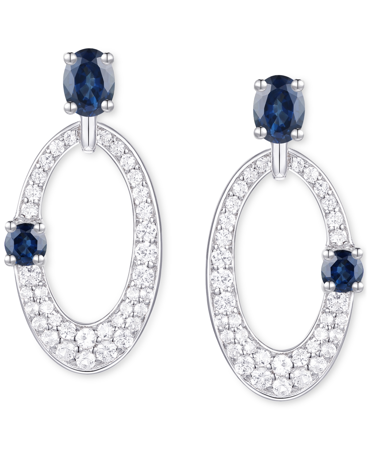 Macy's Ruby (5/8 Ct. T.w.) & Diamond (1/3 Ct. T.w.) Oval Doorknocker Drop Earrings In 14k Gold (also Availa In Sapphire