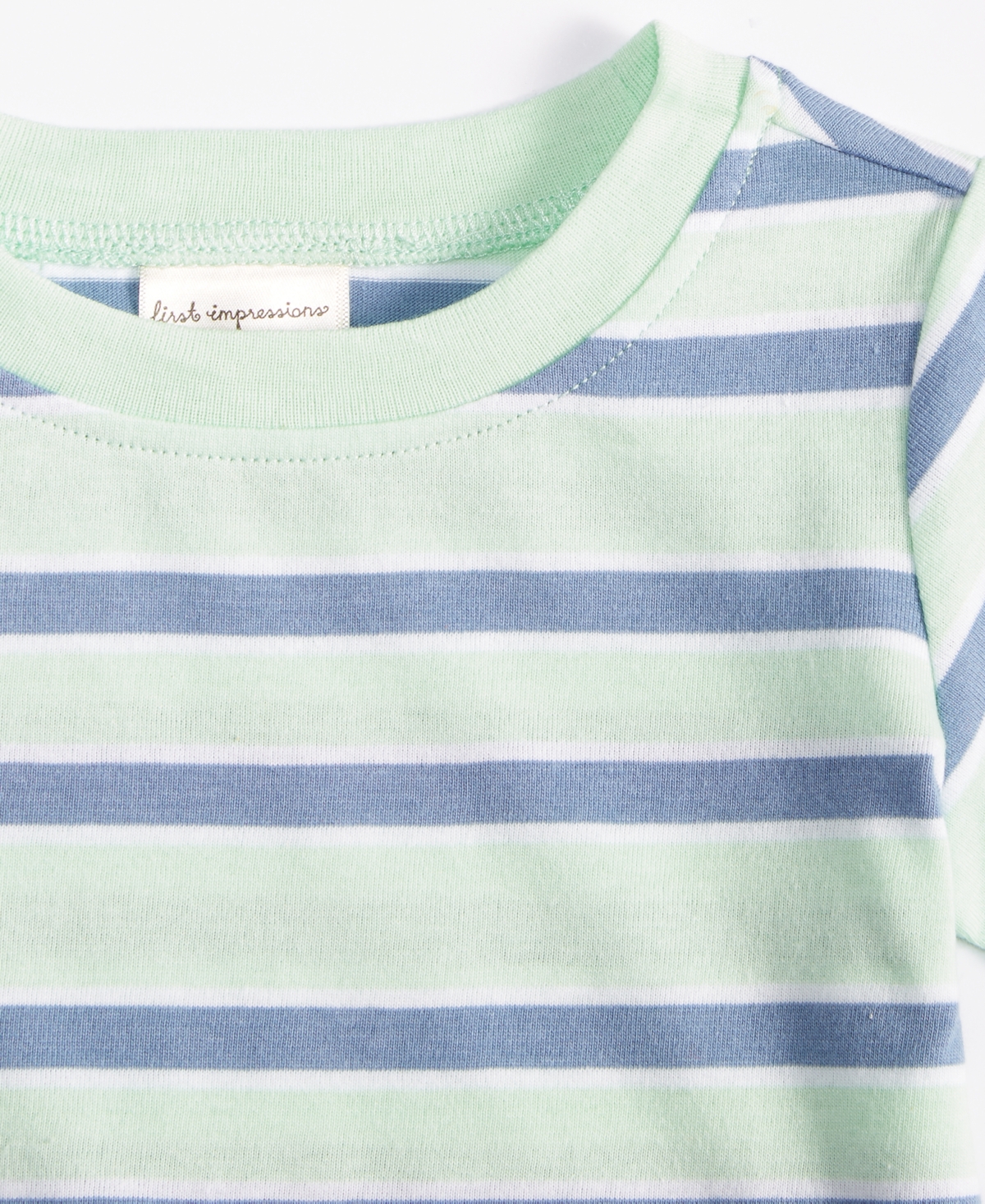 First Impressions Baby Boys Short-sleeve Striped T-shirt, Created For Macy's In Mint Pista