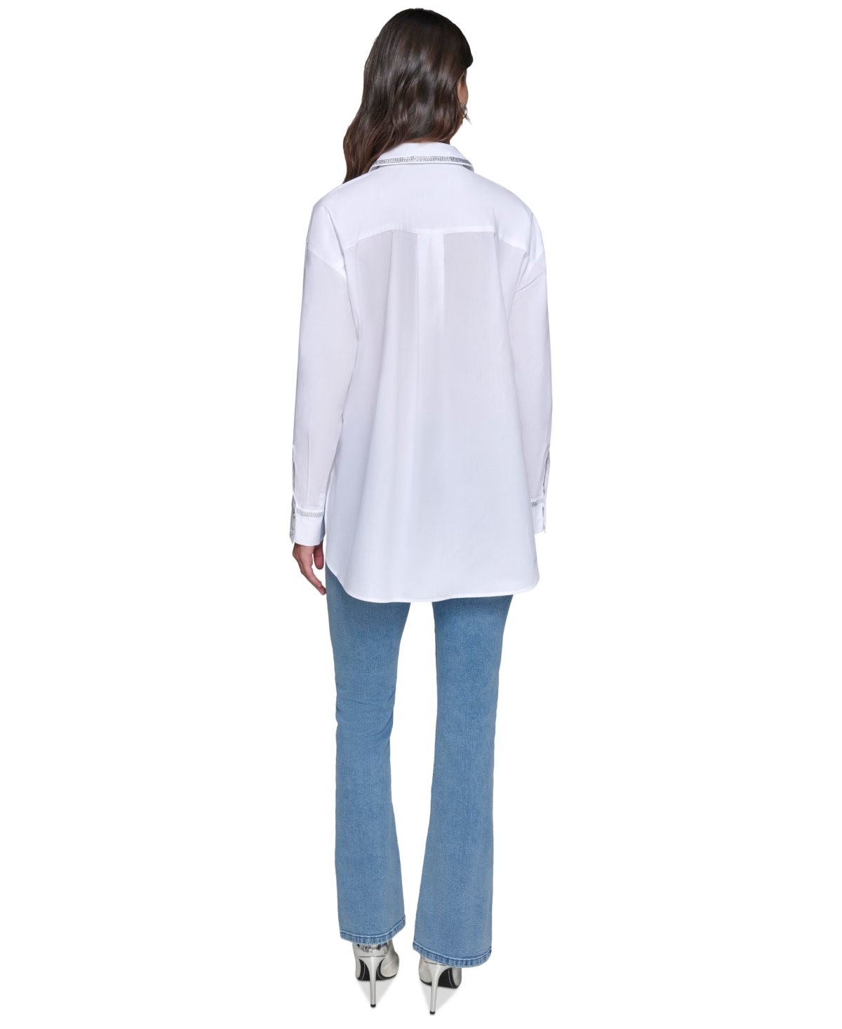Karl Lagerfeld Paris Women's Embellished Poplin Utility Top
