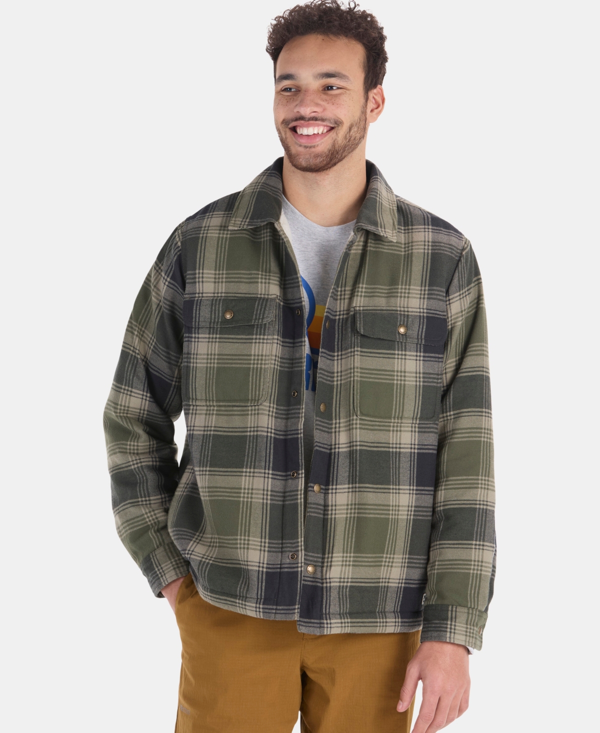 Men's Ridgefield Sherpa Flannel Shirt Jacket - Tangelo