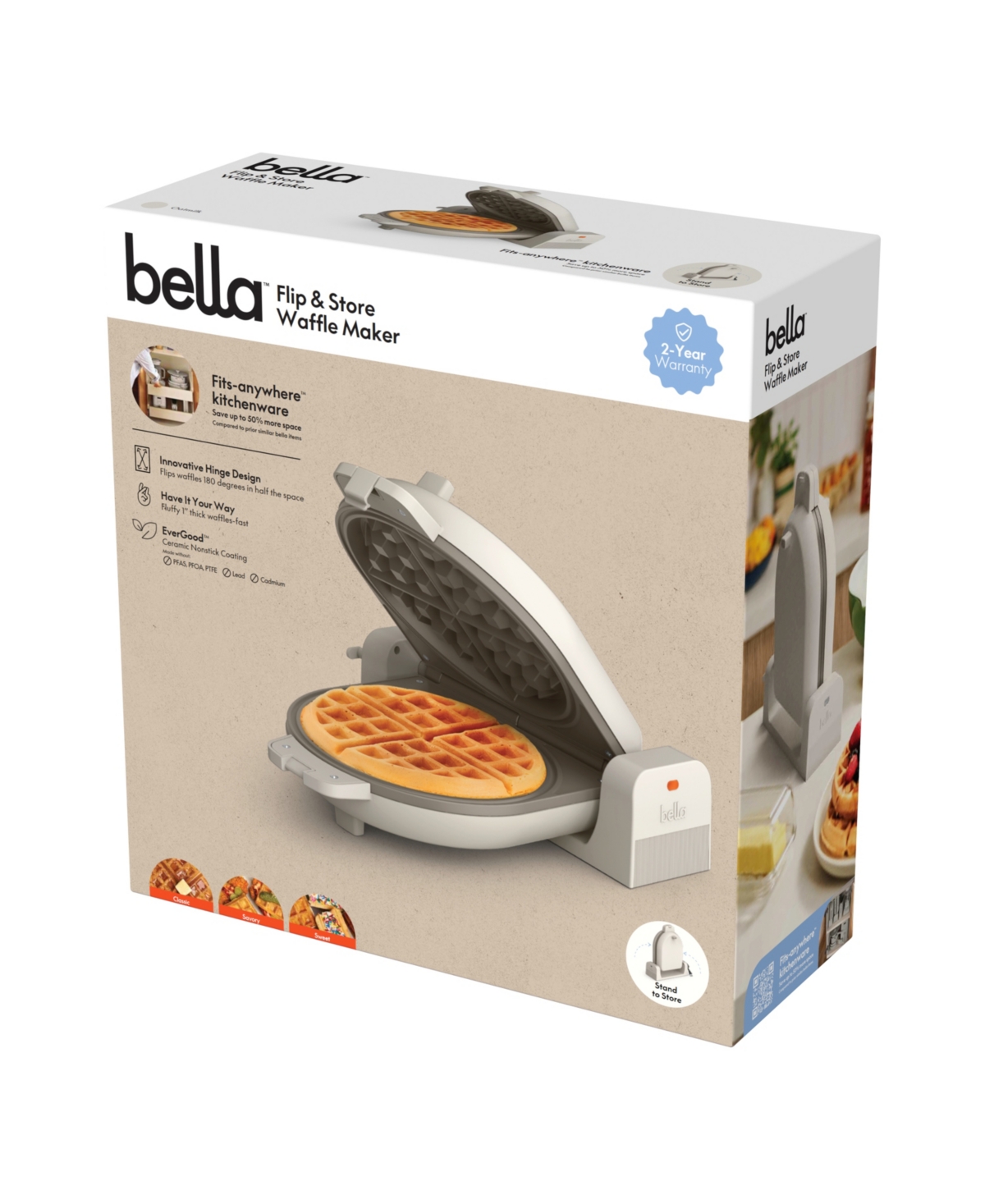 Shop Bella Flip & Store Waffle Maker In Oatmilk