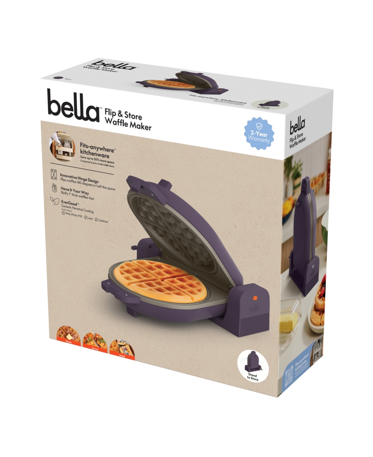 Shop Bella Flip & Store Waffle Maker In Plum