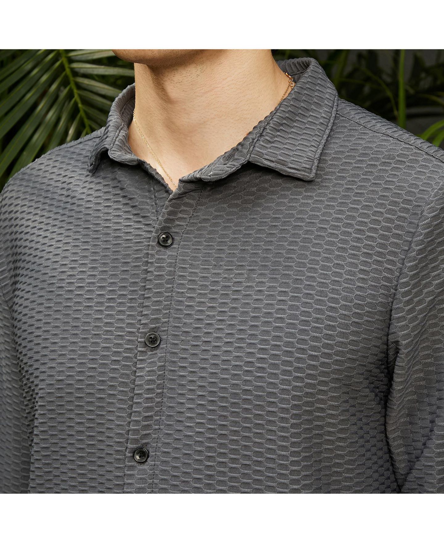 Мужская рубашка Cahoot Space Grey Hive-Textured, цвет: Серый — фото 3
