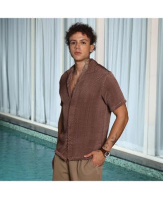 Men's Chocolate Brown Puffy-Textured Shirt