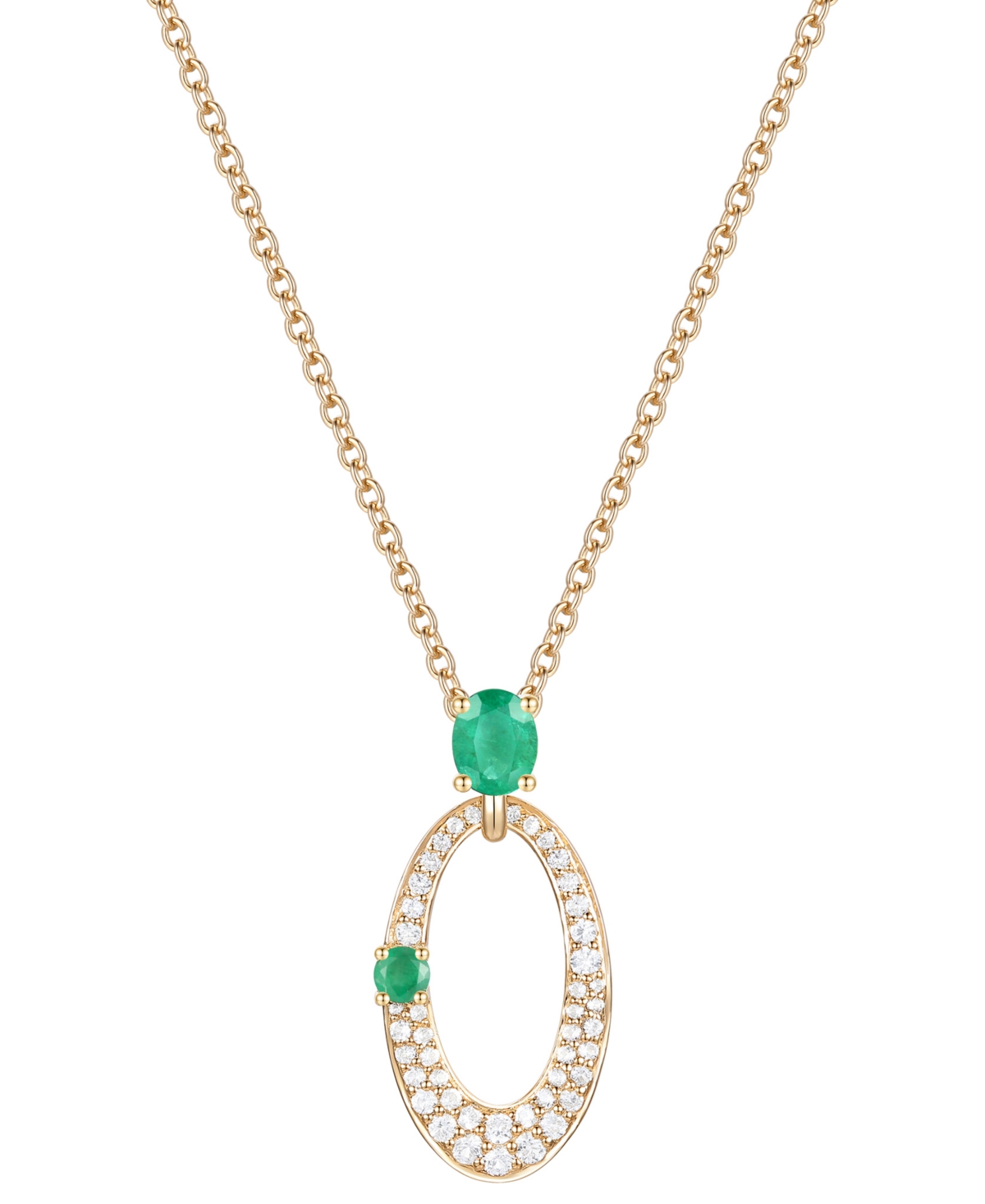 Macy's Sapphire (1/2 Ct. T.w.) & Diamond (1/3 Ct. T.w.) Oval 18" Pendant Necklace In 14k White Gold (also A In Emerald