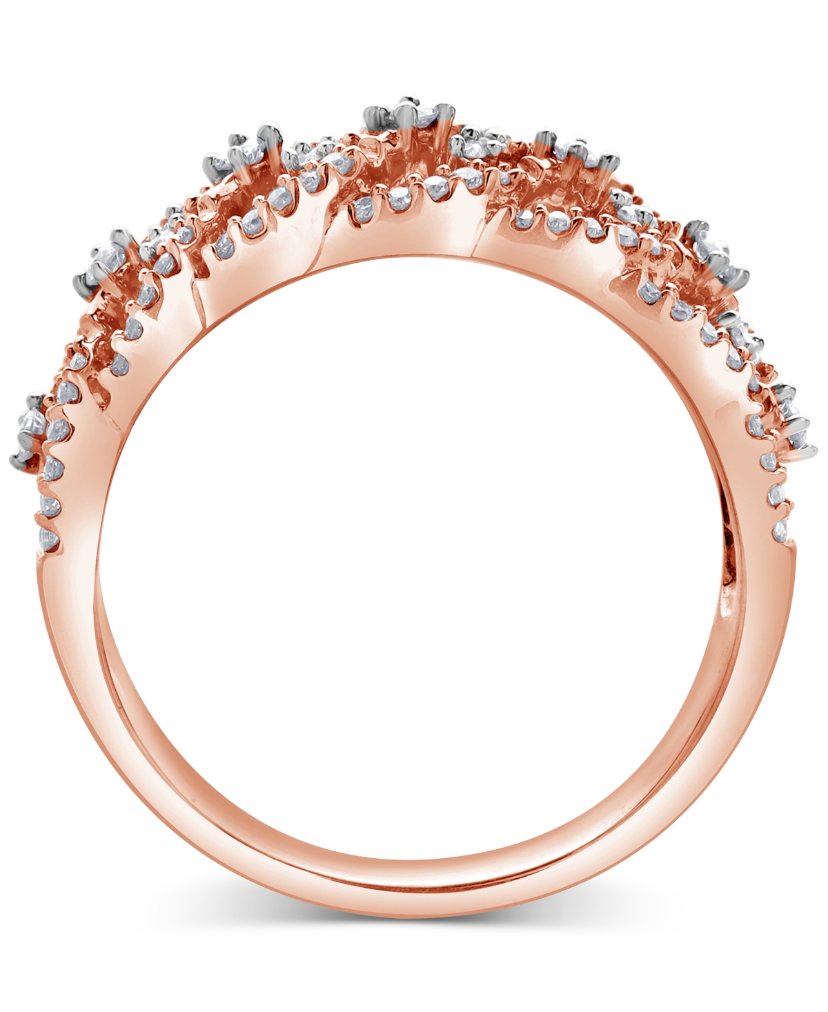 Macy's Diamond Openwork Filigree Band (3/8 Ct. T.w.) In 10k Rose Gold In Rose Gold