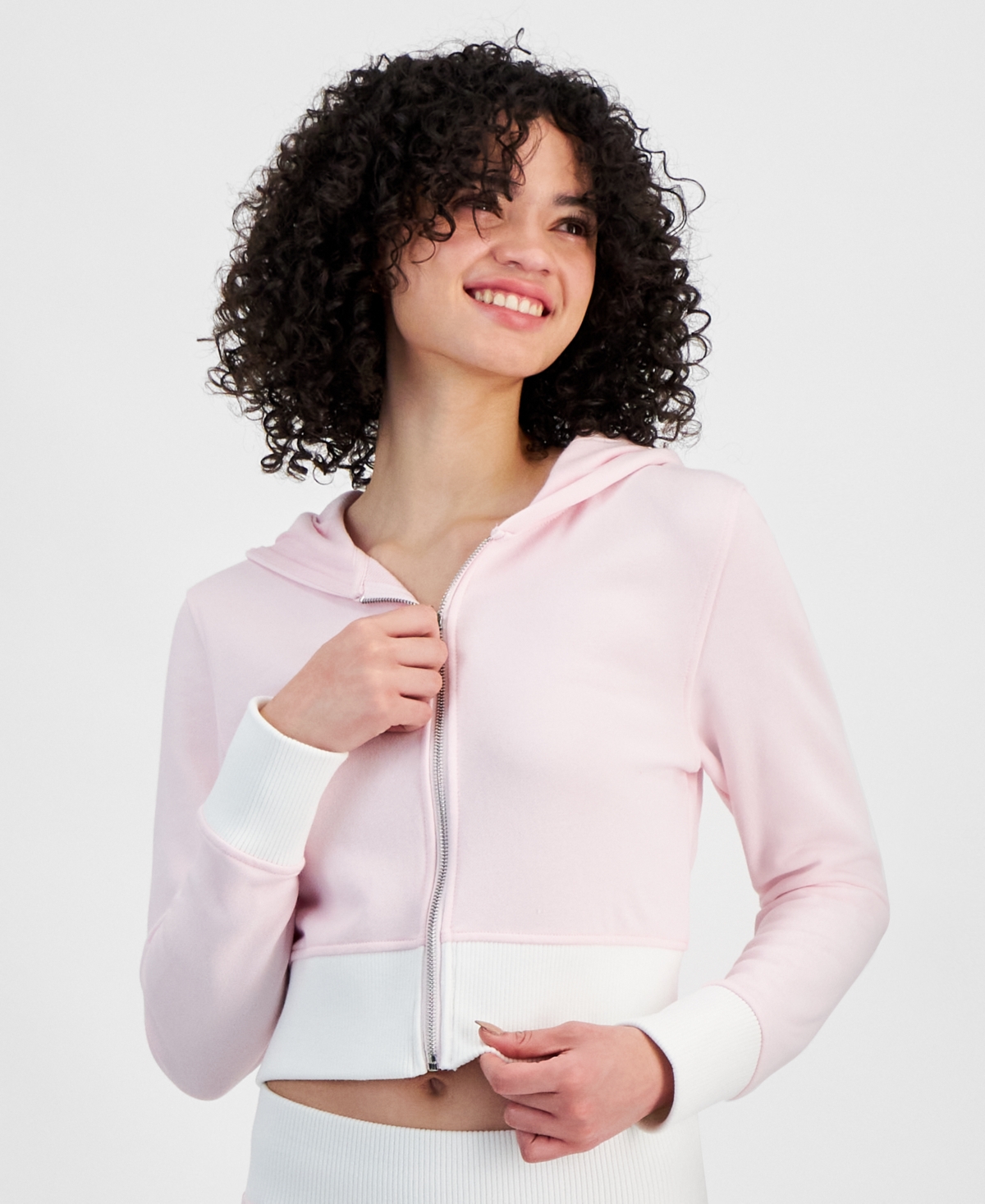 Juniors' Ribbed Zip-Up Hoodie - Tender Touch