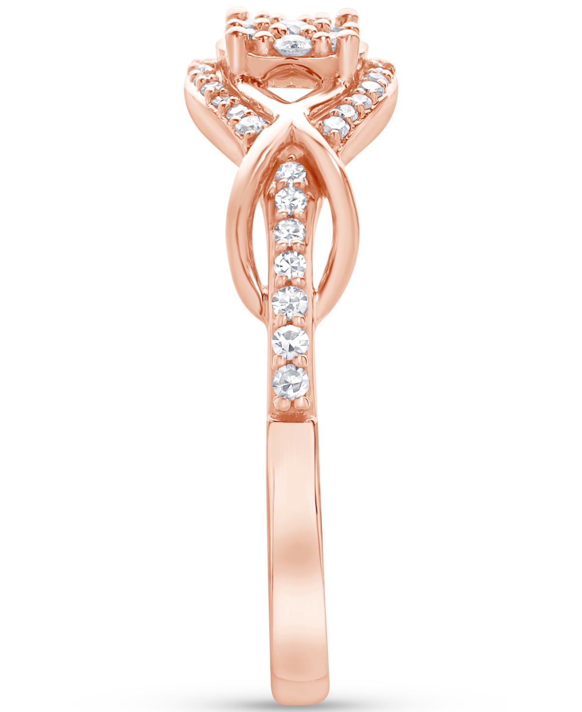 Diamond Cluster Twist Openwork Ring (1/4 ct. t.w.) in 10k- Rose Gold