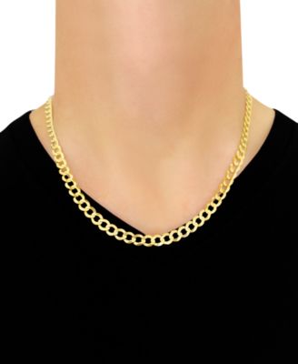  22" Open Curb Link Chain Necklace (7mm) in Solid 14k Gold