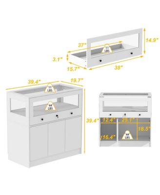  Storage/Display Cabinet with Glass Top , Bedroom Dresser Armoire Island