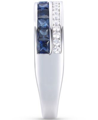 Sapphire (1-1/5 ct. t.w.) & Diamond (1/5 ct. t.w.) Double Row Band in 14k White Gold