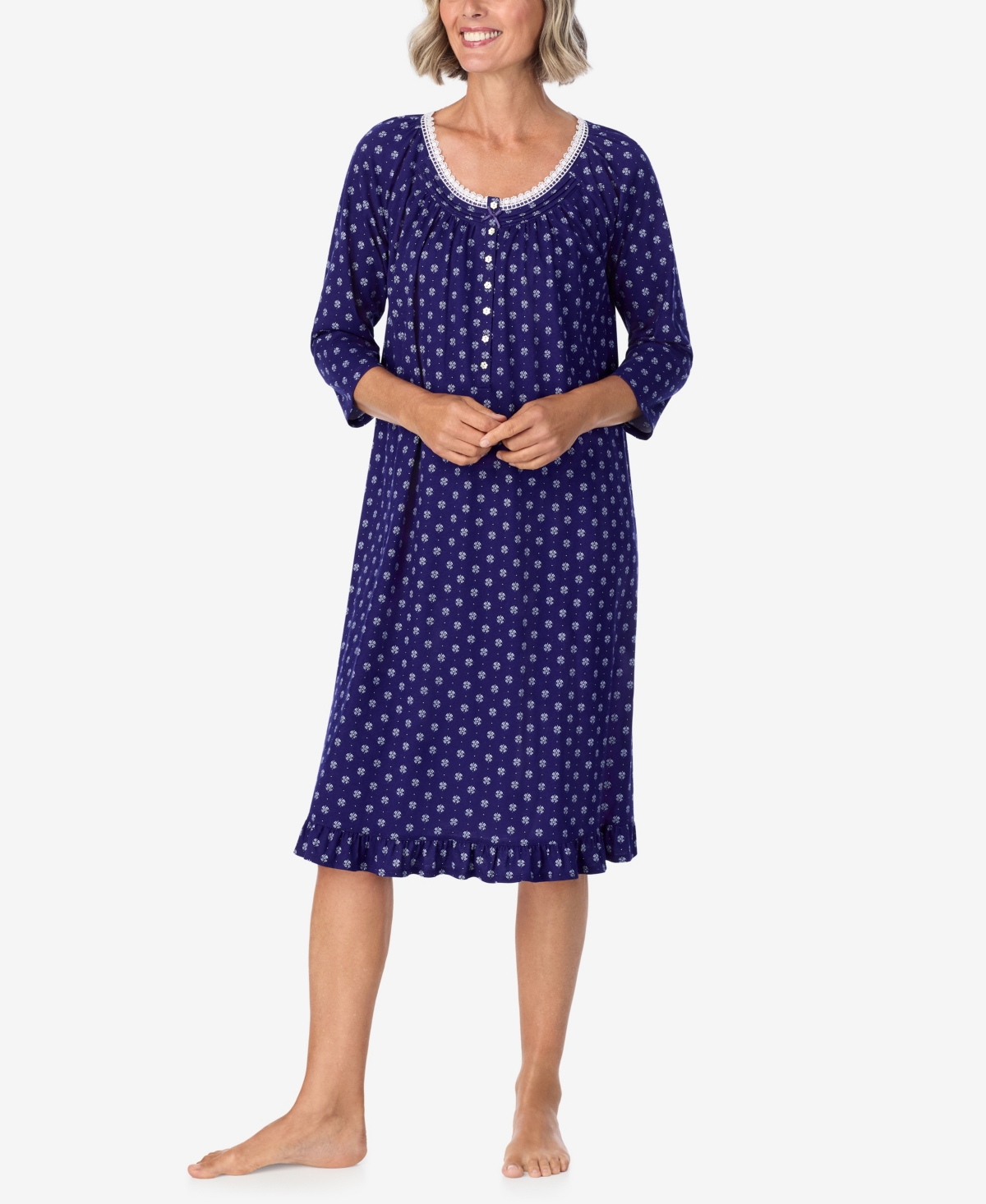 Women's 3/4 Sleeve Nightgown - Blue Geo
