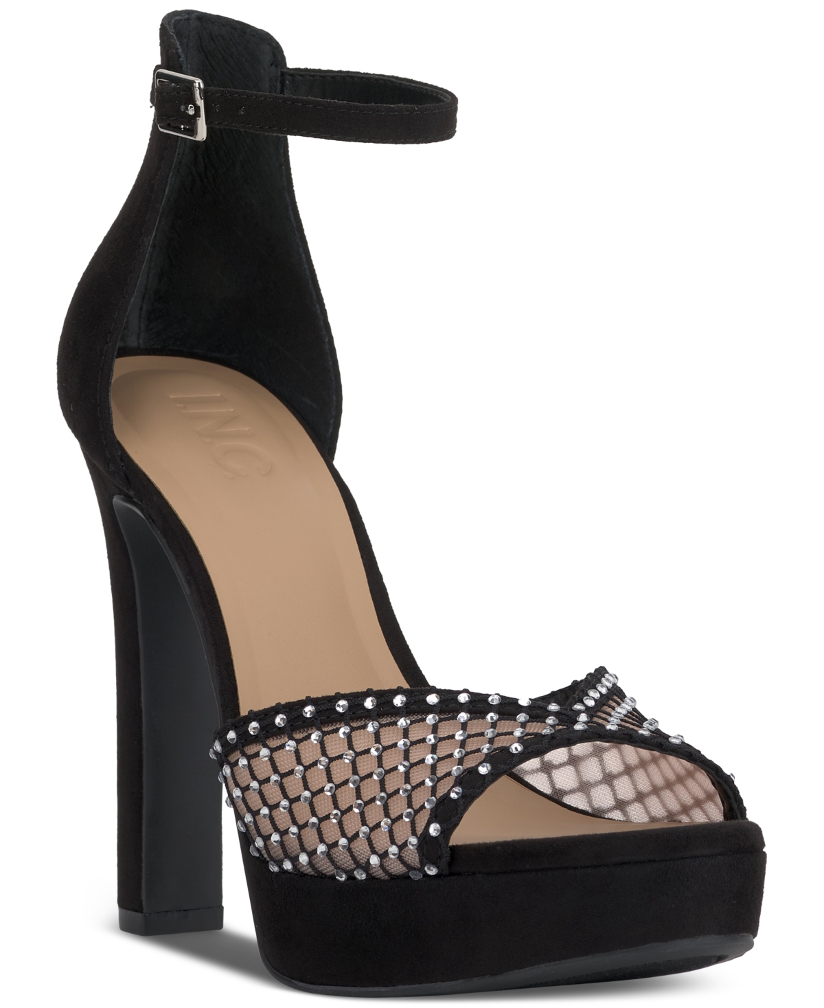 Women's Ninel Platform Sandals, Created for Macy's - Black Mesh
