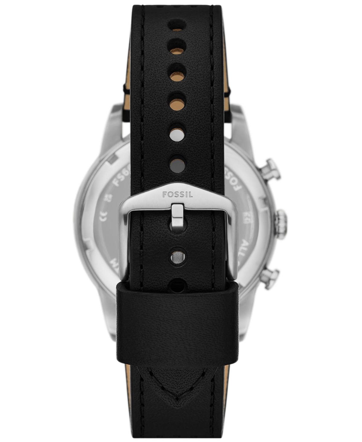 Fossil Men's Sport Tourer Chronograph Black Leather Watch, 42mm In Black
