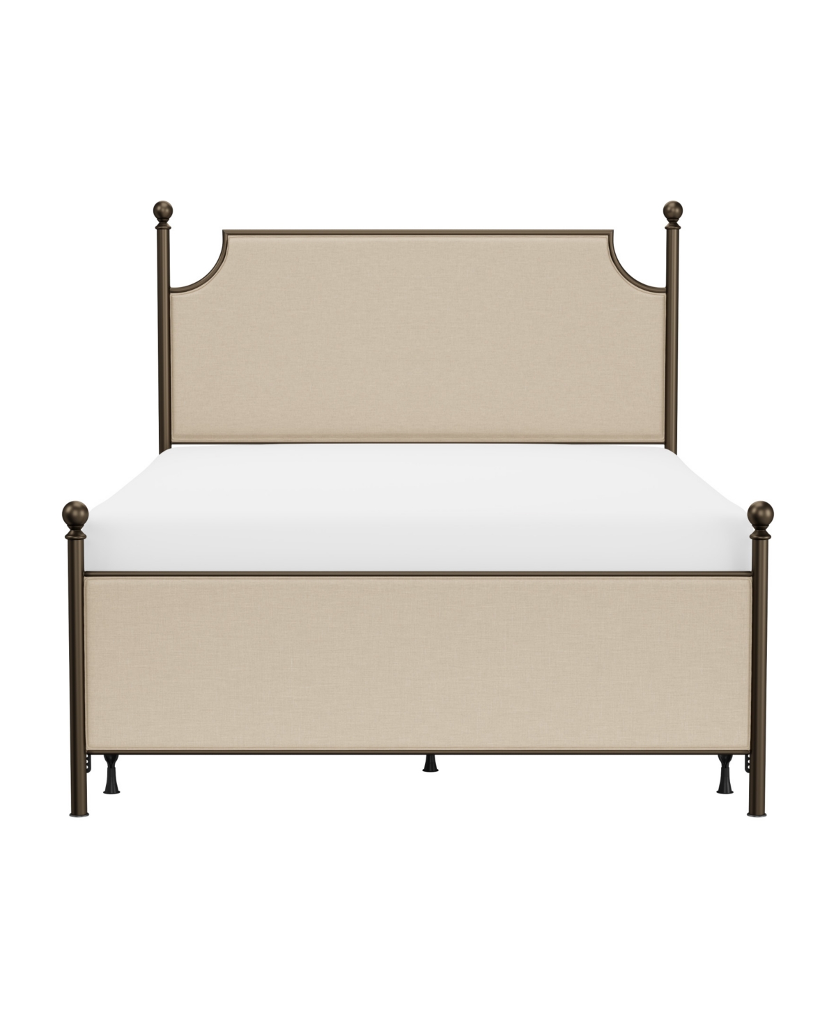 Hillsdale 52" Metal Mcarthur Queen Upholstered Headboard And Footboard In Bronze,stone