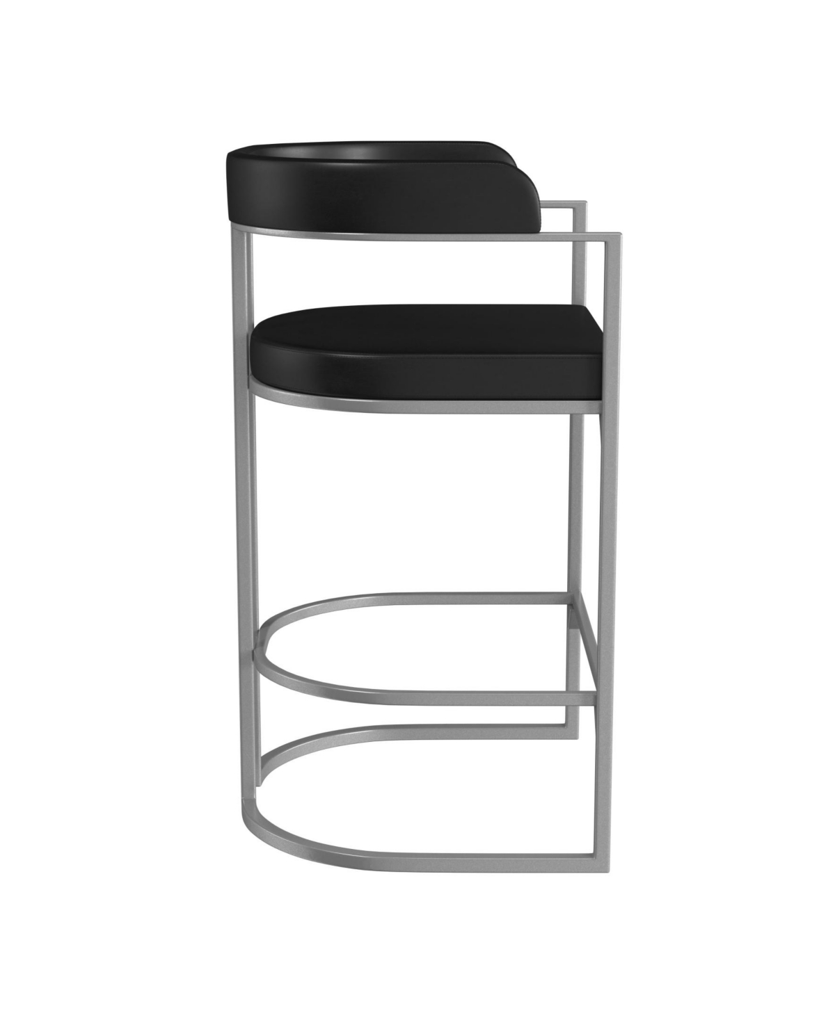 Hillsdale 34.5" Metal And Upholstered Cannonwood Half Moon Shape Height Stool In Silver