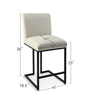 Set of 2 Fabric Counter Height Stools, 25" Seat Height Armless Upholstered Chairs for Kitchen Island-Maison Boucle