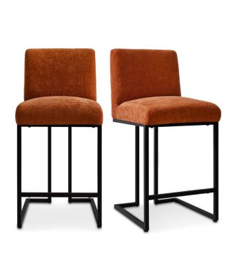 Set of 2 Fabric Counter Height Stools, 25" Seat Height Armless Upholstered Chairs for Kitchen Island-Maison Boucle