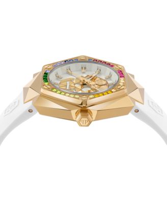 Women's Skull Spikes White Silicone Strap Watch 40mm