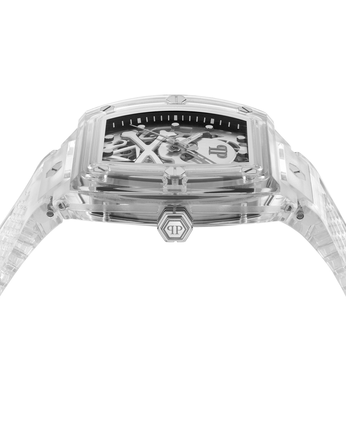 Philipp Plein Men's Automatic Skeleton Transparent Tpu Strap Watch 44x56mm In Transparen