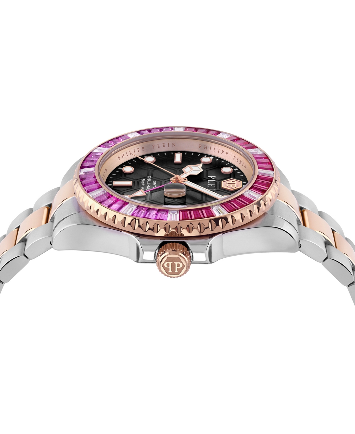 Philipp Plein Men's Gmt Two-tone Stainless Steel Bracelet Watch 44mm In Two Tone