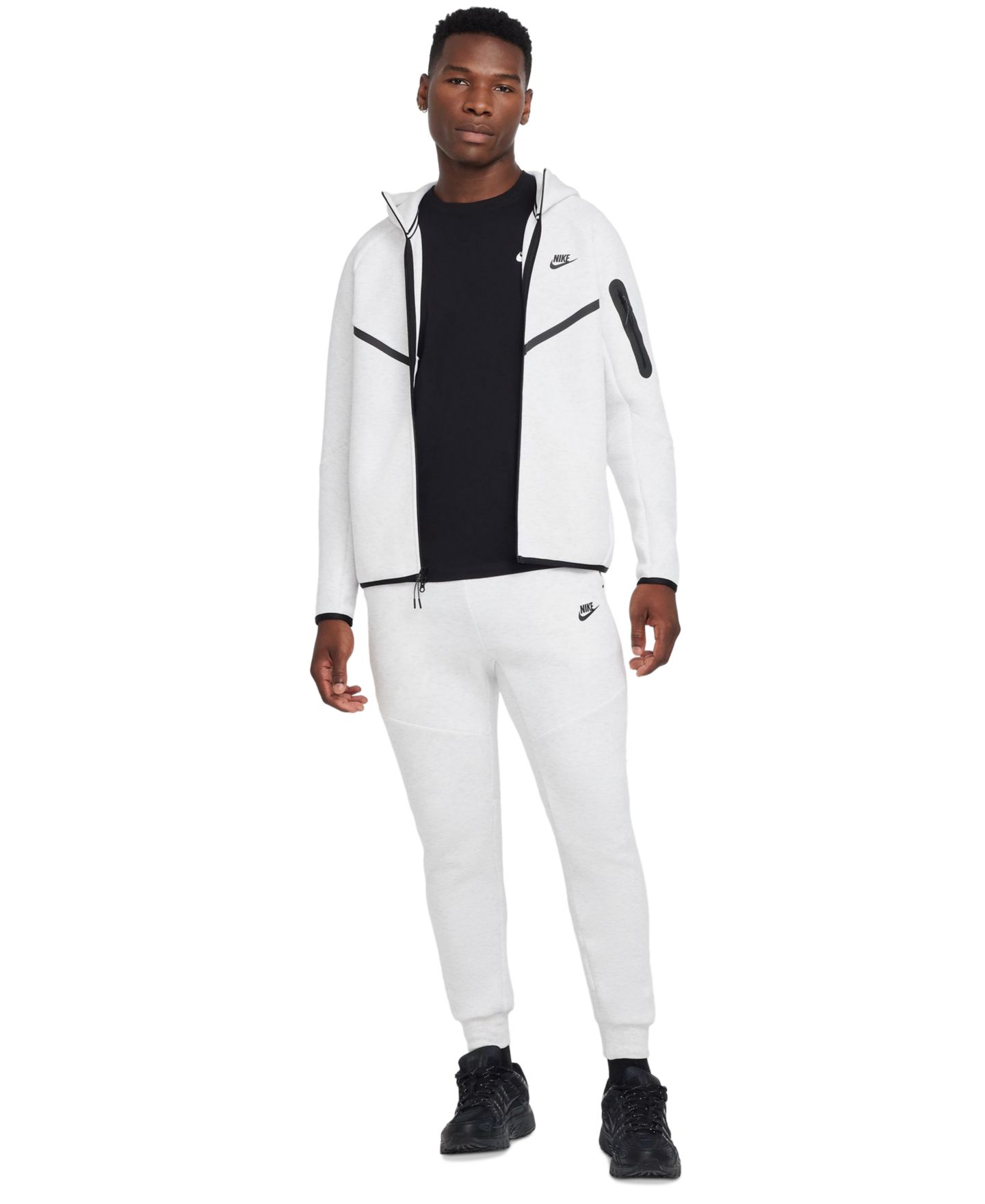Мужские брюки Nike Tech Fleece Drawstring Joggers, цвет: Берёзовый меланжевый / Чёрный — фото 2