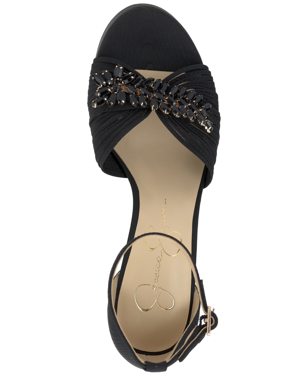 Jessica Simpson Anissia Ankle Strap Platform Pump In Black Moire Satin